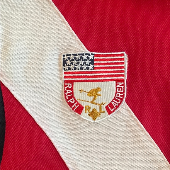 Vintage POLO RALPH LAUREN Long Sleeve Rugby Polo w Crest & Embroidered Logo - Picture 3 of 13